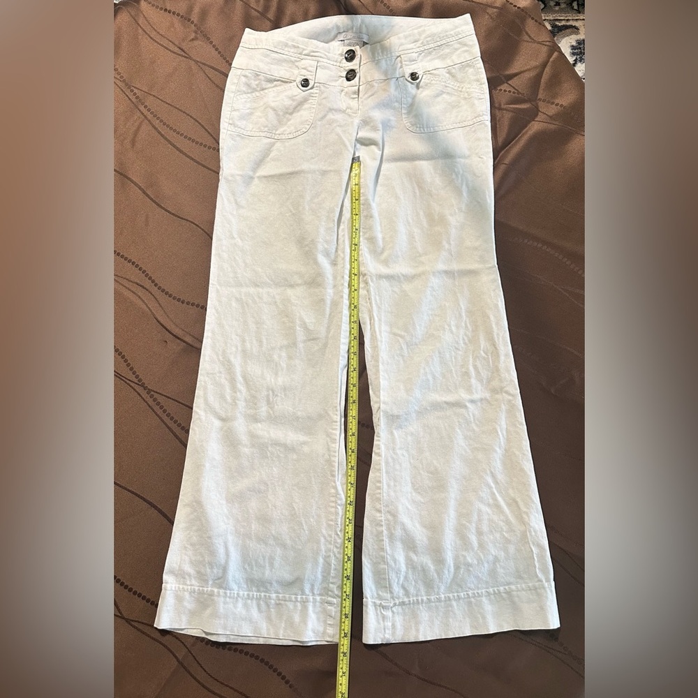 Charlotte Russe Ivory Button-Front Trousers